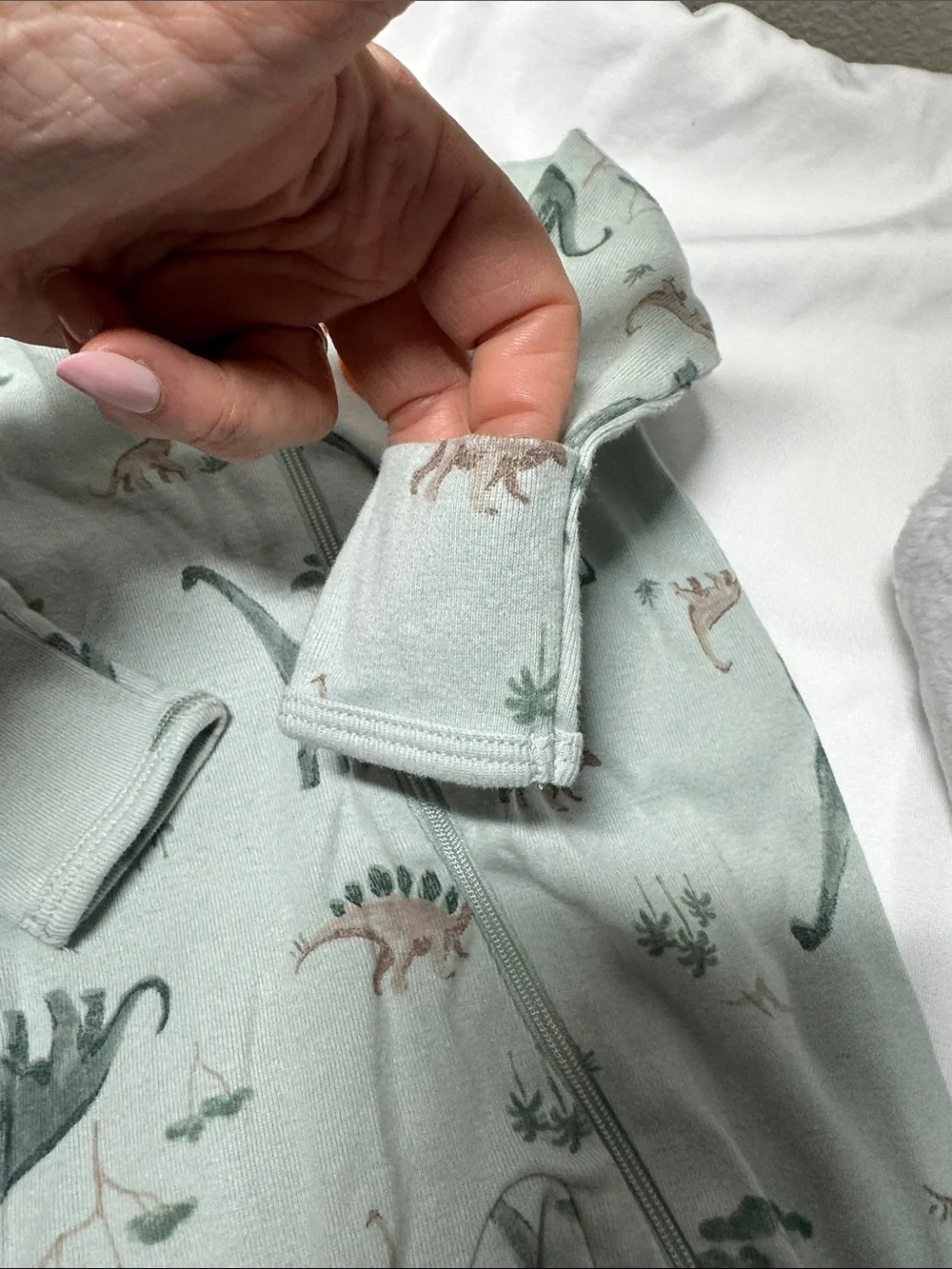 Carters Sage Green Dinosaur Sleeper with 3 bibs & 2 swankie Blankie Burb cloths